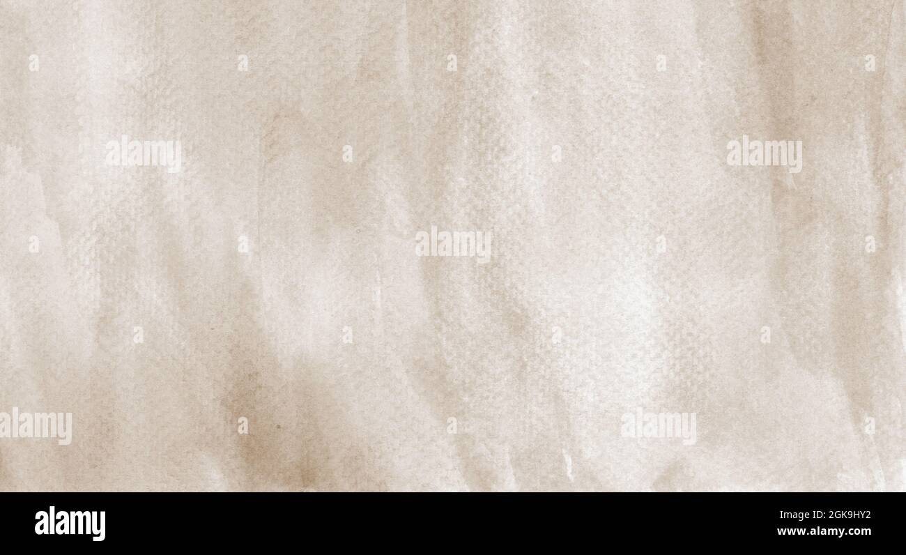Handgemachte, organische Malerei. Pastellbraun Aquarell Textur abstrakter Hintergrund. Hochauflösende gescannte Dateitechnik. Stockfoto