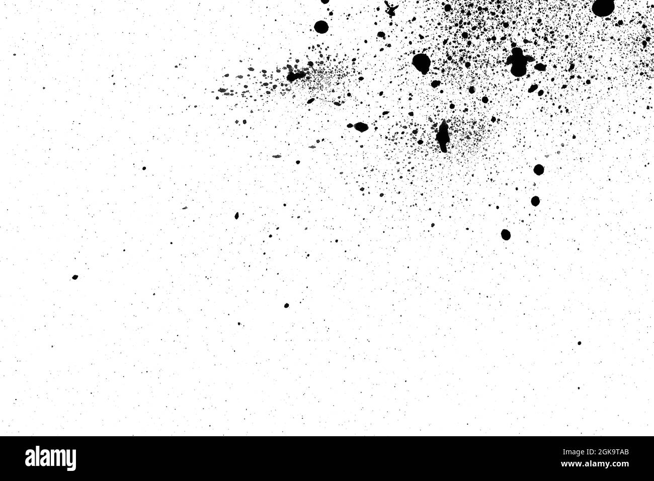 Tintenspritzer-Muster, Schwarzer Aquarell-Splatter-Hintergrund. Stockfoto