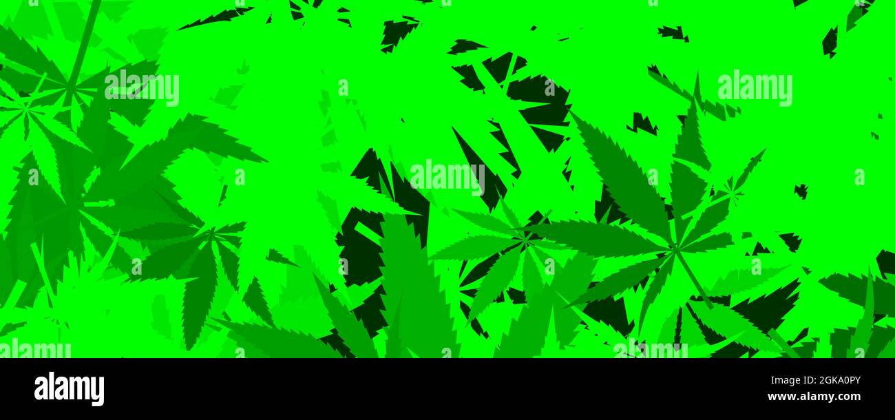 Ein abstraktes Hintergrundbild mit Cannabisblatt-Muster. Stockfoto