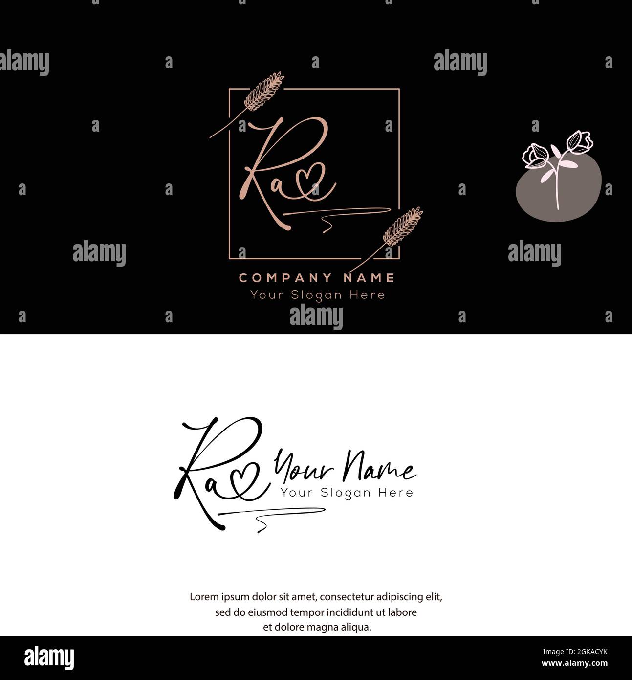 R A RA Initial Letter Handwriting und Signature Logo. Beauty-Vektor anfängliches Logo .Mode, Boutique, Blumen und botanische Stock Vektor