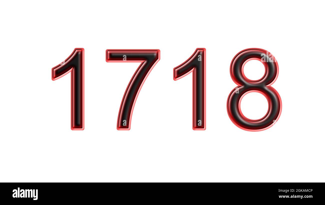 Roter 1718-number-3d-Effekt weißer Hintergrund Stockfoto