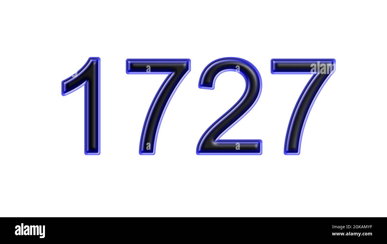 Blauer 1727-number-3d-Effekt weißer Hintergrund Stockfoto