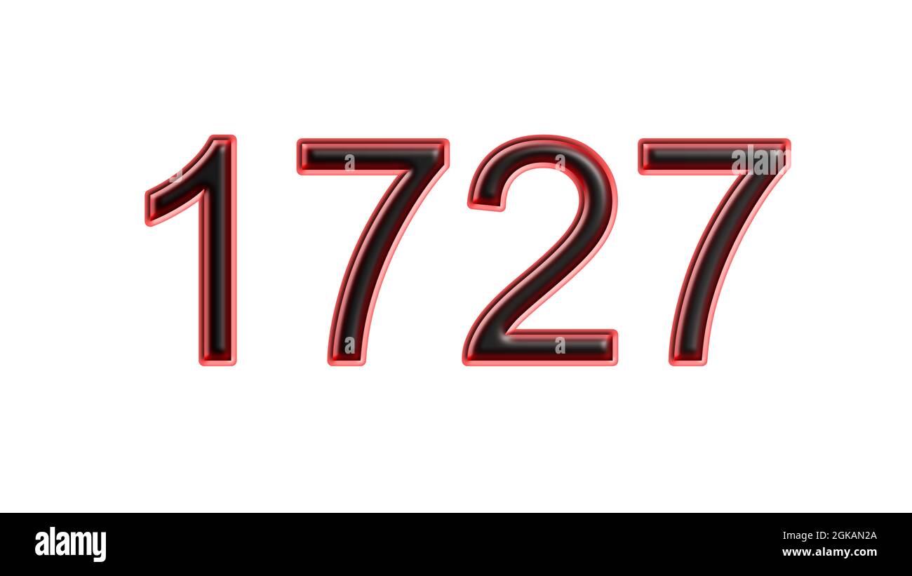 Roter 1727-number-3d-Effekt weißer Hintergrund Stockfoto