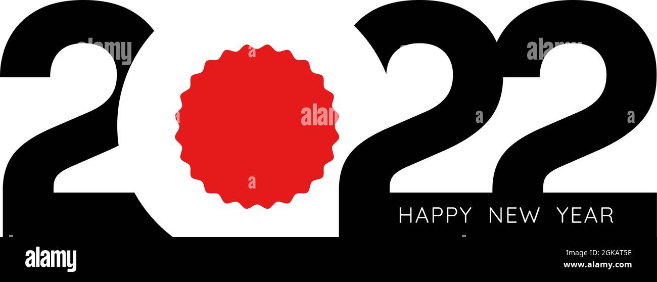 2022 Happy New Year rote Textnachricht und grüner Stern auf weißem Hintergrund für Werbung, Kalender, Karte oder Webbanner Design Vektor Stock Stock Vektor