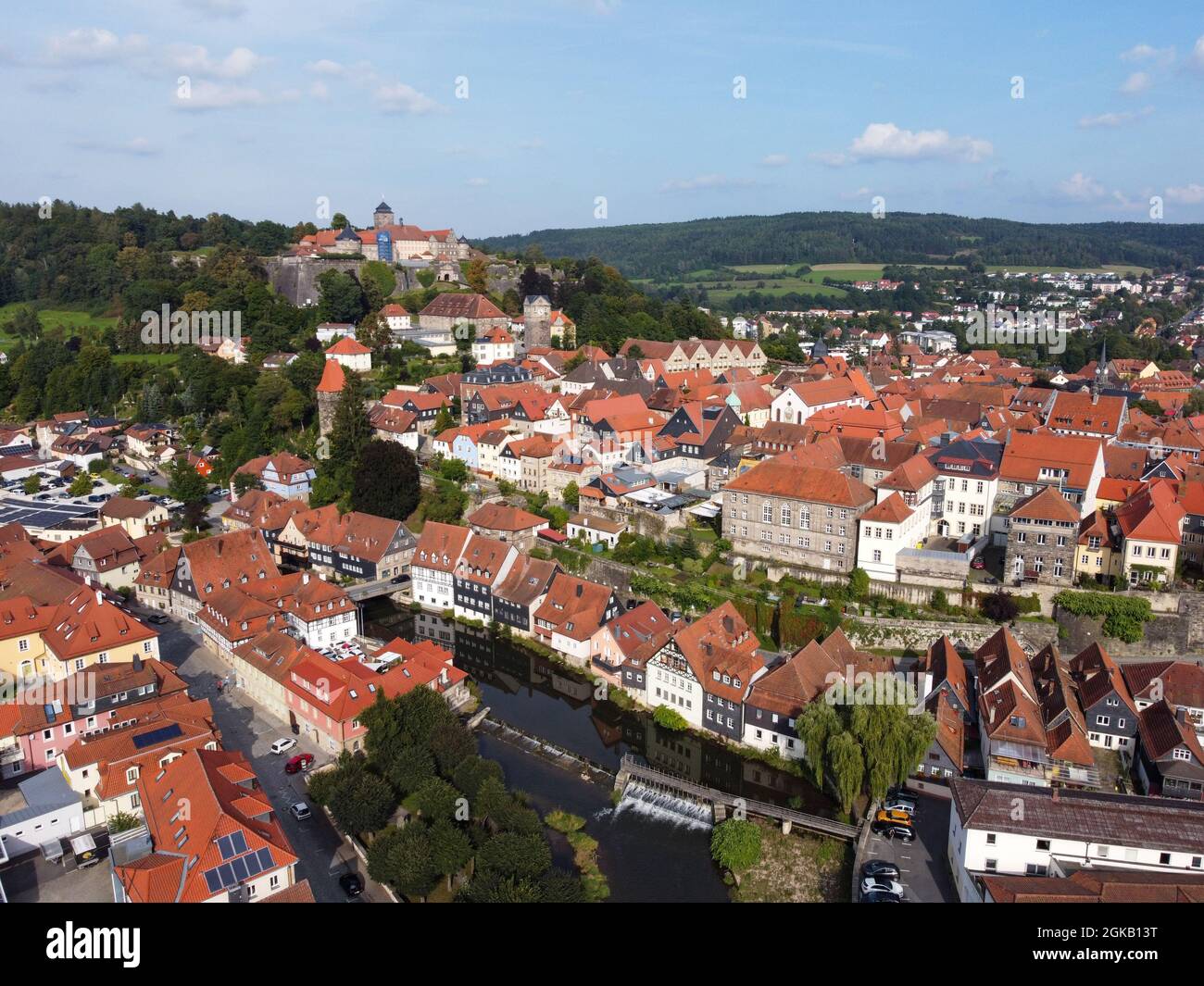 Die Stadt kronach in bayern von oben Stockfoto