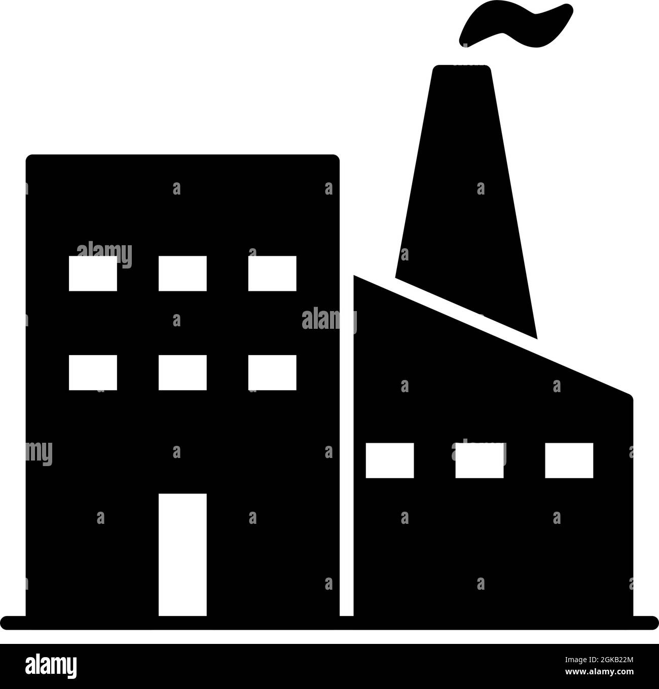 Herstellung industriellen Fabrik schwarzen Vektor Quadrat Symbol oder Silhouette Linie Logo isoliert auf weißem Vektor Hintergrund Zeichen Symbol Illustration Stock Vektor