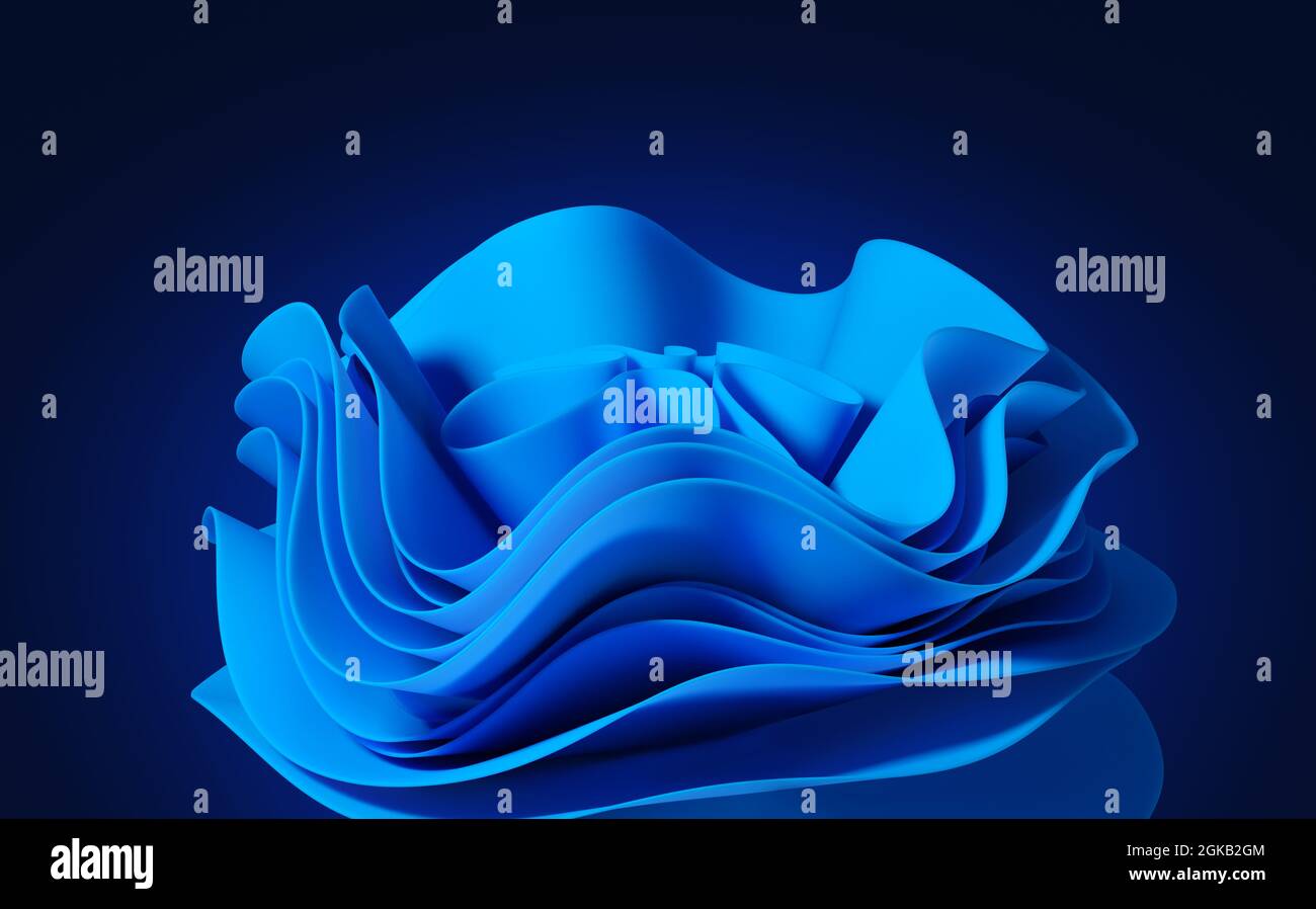 Abstrakt moderner minimalistischer Hintergrund mit gefaltetem Stoff, blauem Tuch Stockfoto