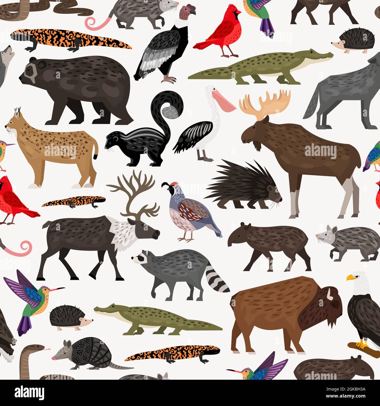 Nahtloses Muster mit Tieren aus Nordamerika Stock Vektor