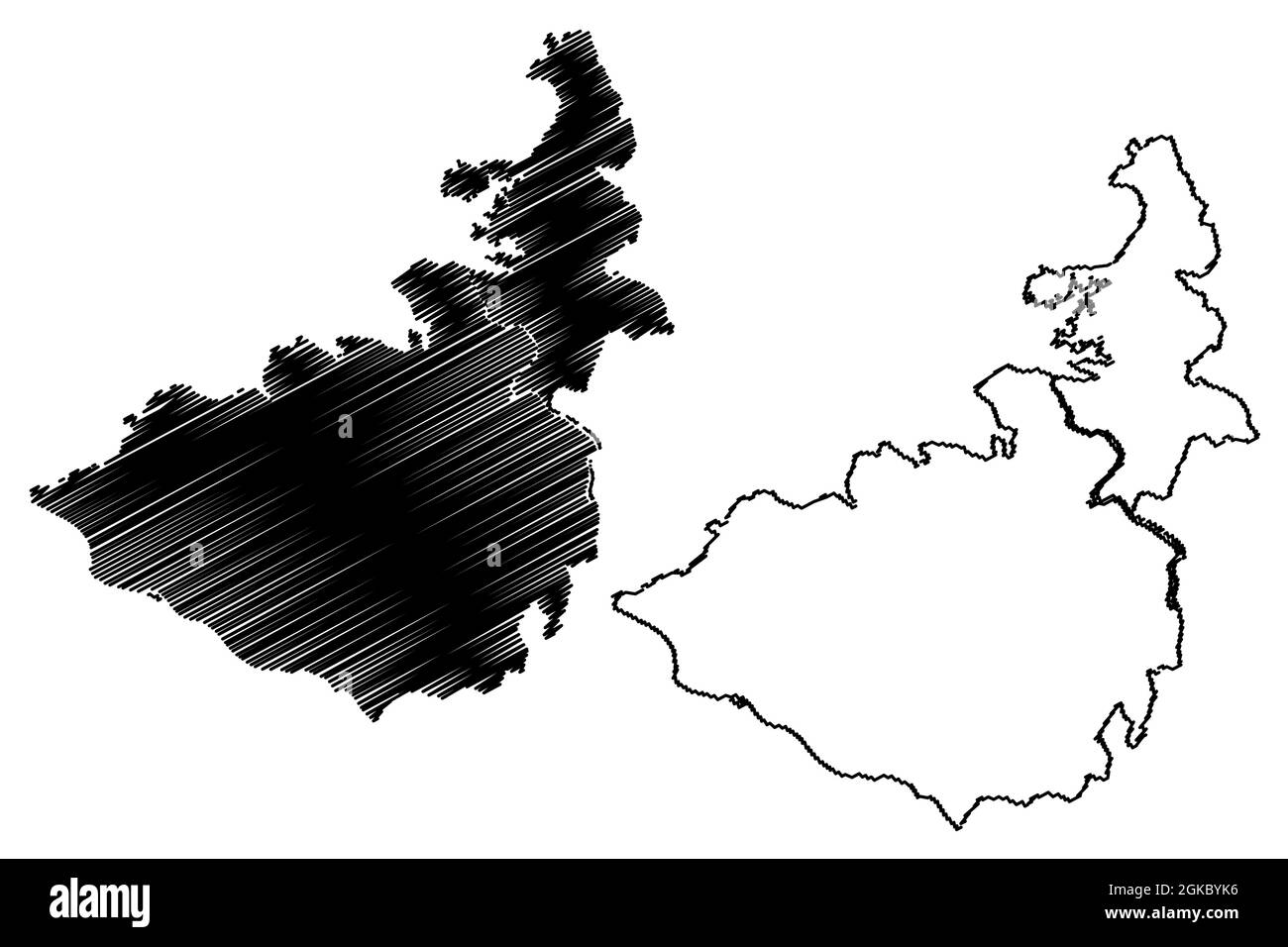 Angul District (Odisha State, Republik Indien) Karte Vektor Illustration, scribble Skizze Anugul Karte Stock Vektor