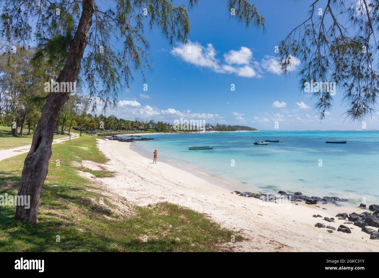 Palmar Strand, an der Ostküste, Mauritius, Mascarene Inseln. Stockfoto