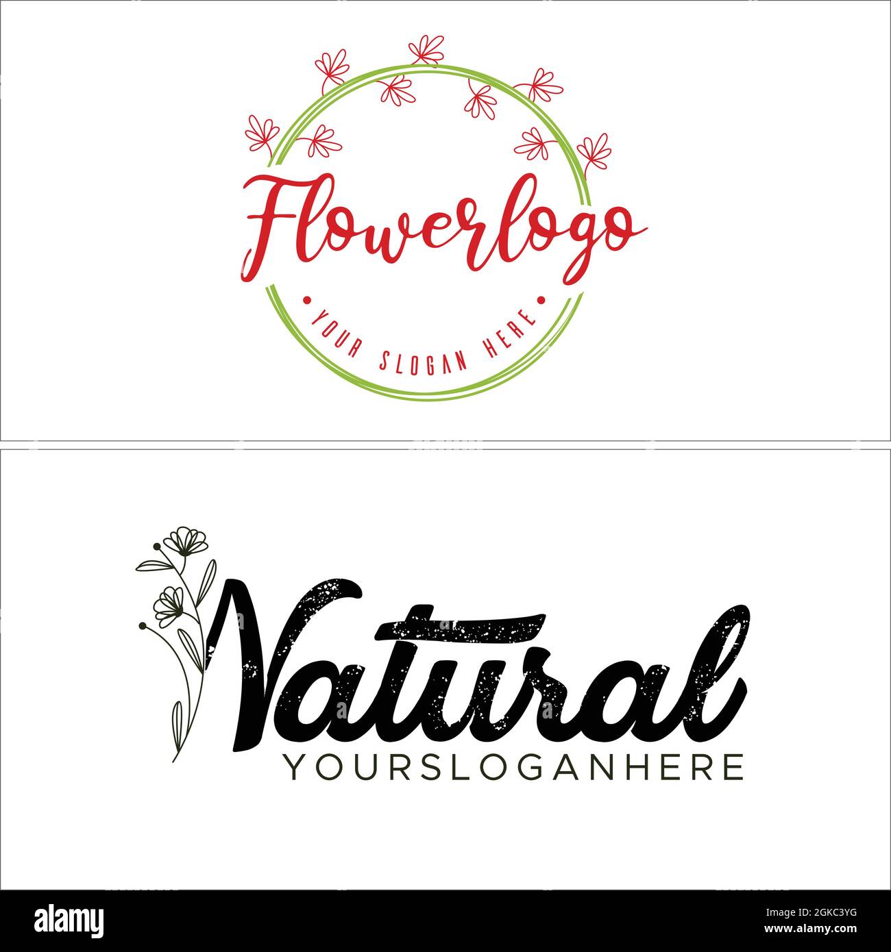 Kranz Blume natürliche Galerie Pflanze Bauernhof Logo Design Stock Vektor