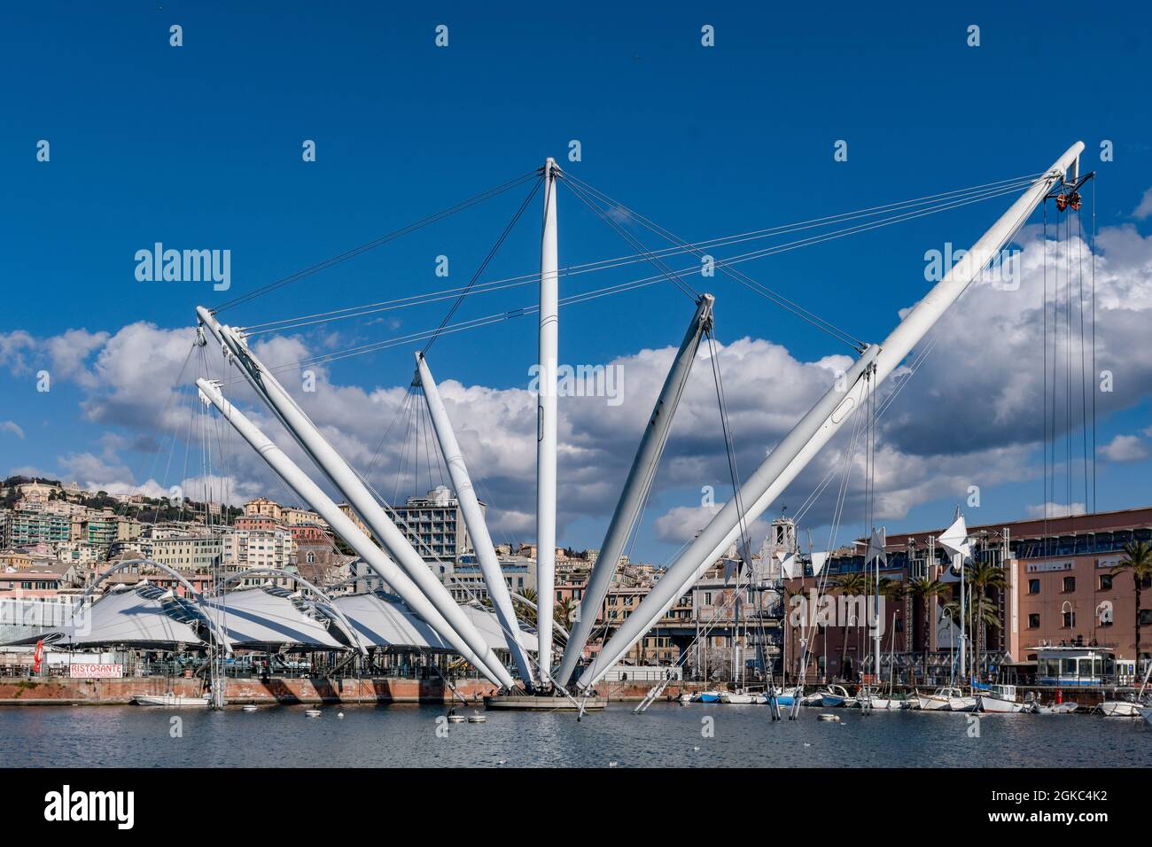 Europa. Italien. Ligurien. Italienische Riviera. Genua. Port Antico. Le Bigo Stockfoto