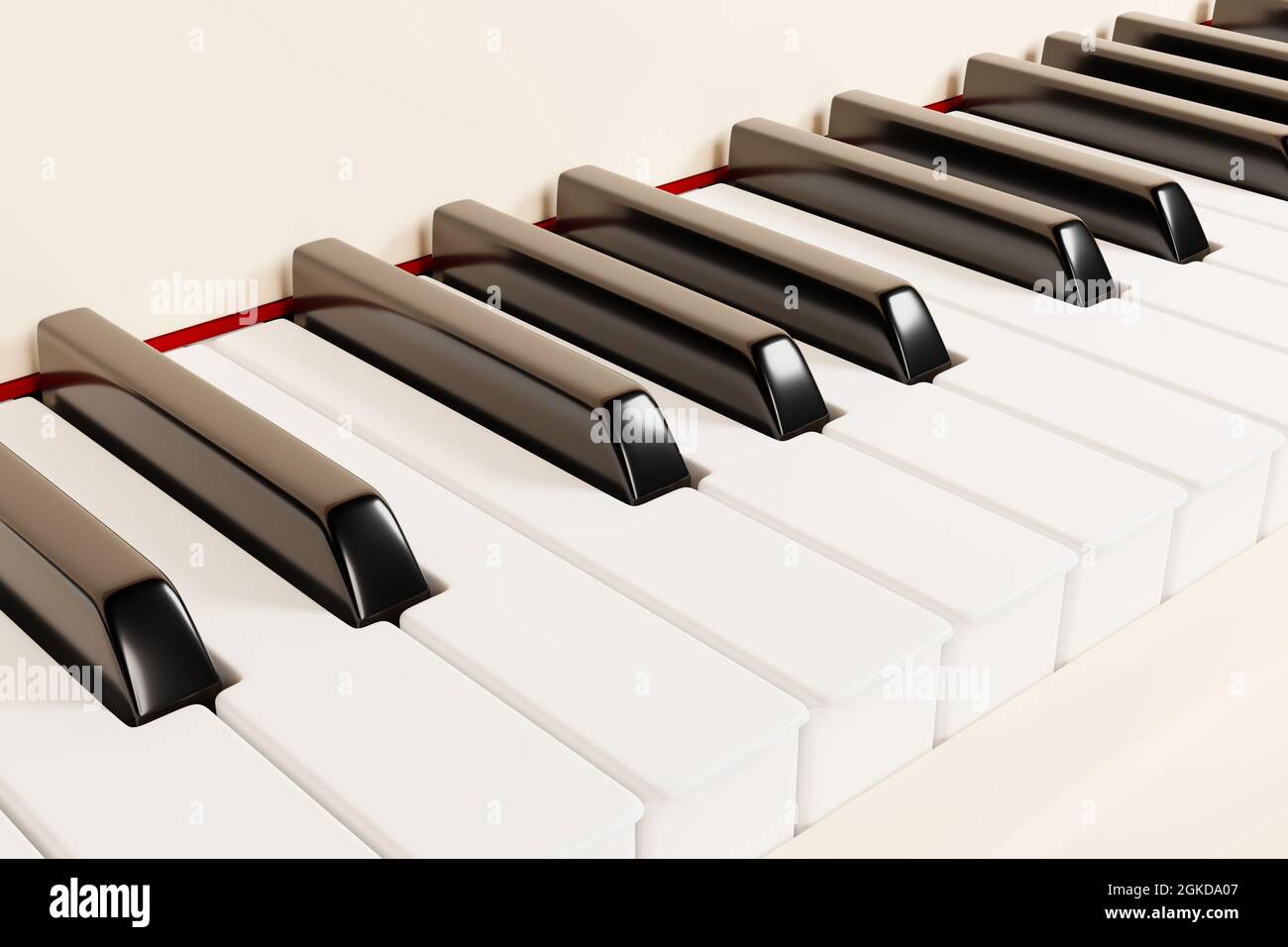 Klavier Tastatur Nahaufnahme Ansicht 3D-Abbildung Stockfoto