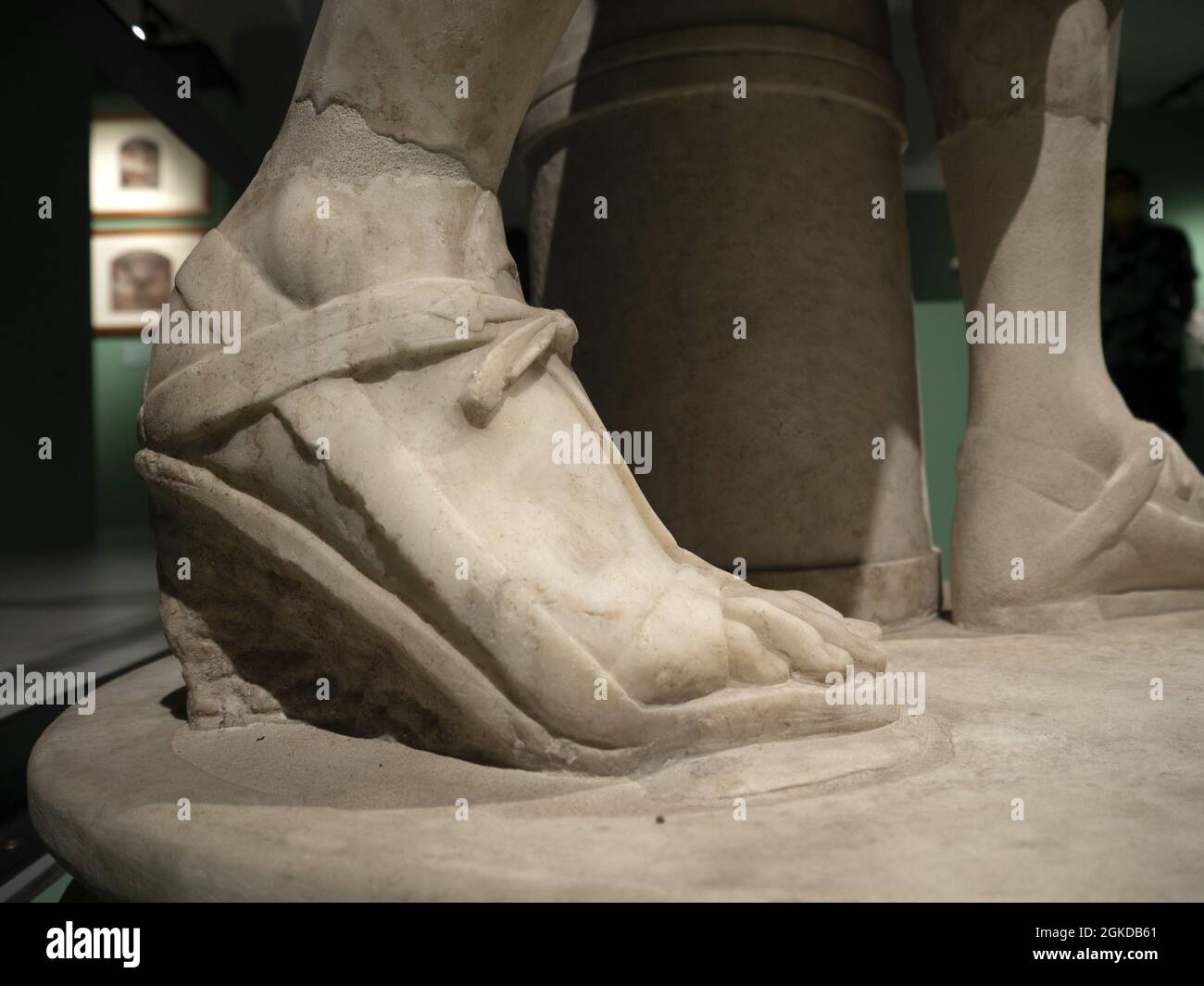 Sandalen Fuß alten römischen Marmor Statue Detail Stockfoto