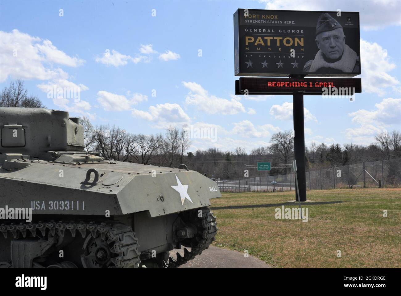 Das General George Patton Museum of Leadership wird seine Türen am 1. April 2021 in Fort Knox, Kentucky, nach einer viermonatigen Pause wieder öffnen, mit einer Vision der Modernisierung und Plänen für neue Ansätze für den Zugang zu seinen Artefakten. Stockfoto