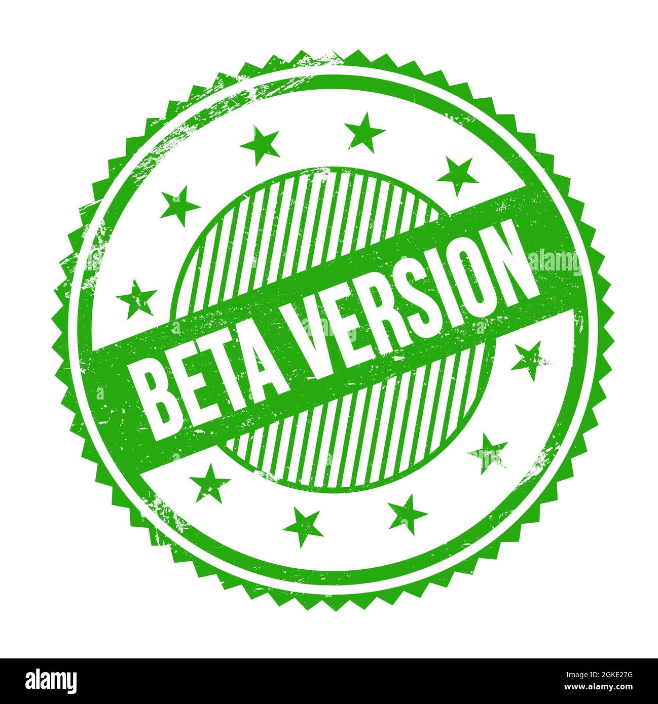 BETA-VERSION Text auf grün grungy Zick-Zack-Grenzen rund Stempel geschrieben. Stockfoto
