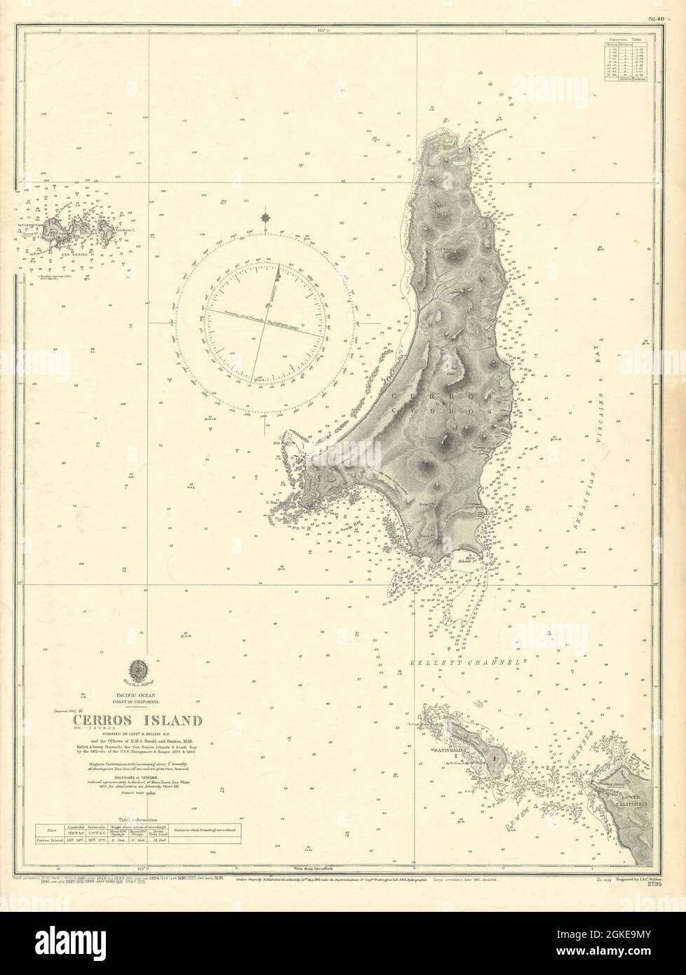 Cerros Island Isla Cedros Baja California Mexiko ADMIRALTY Chart 1861 (1943) Karte Stockfoto