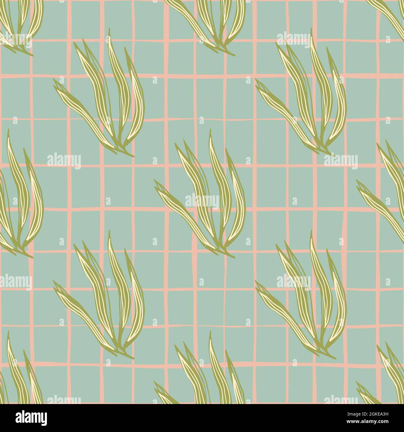 Vintage grüne Algen nahtloses Muster. Tapete mit Meerespflanzen.  Unterwasser Laub Hintergrund. Design für Stoff, Textildruck, Verpackung,  Bezug. Vect Stock-Vektorgrafik - Alamy