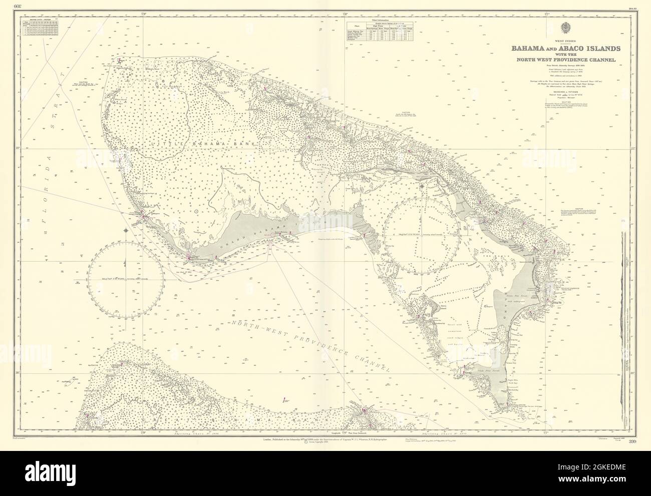 Grand Bahama Und Great Abaco Islands. Bahamas. ADMIRALTY Seekarte 1886 (1968) Karte Stockfoto