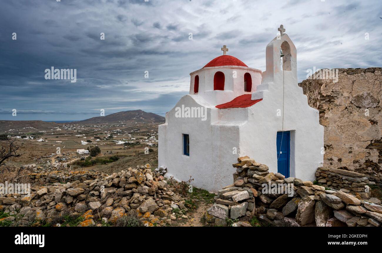 Kykladische Griechisch-Orthodoxe Kirche, Mykonos, Kykladen, Griechenland Stockfoto