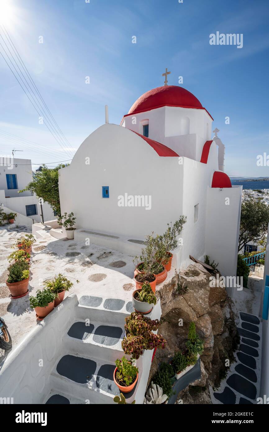 Kykladische Griechisch-Orthodoxe Kirche, Altstadt Chora, Mykonos-Stadt, Mykonos, Kykladen, Griechenland Stockfoto