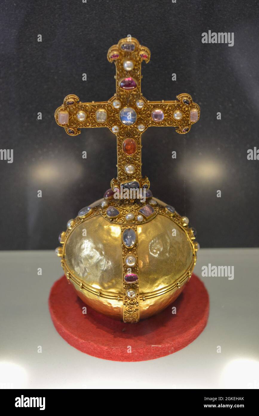 Reichsapfel-Replik, Rathaus, Aachen, Nordrhein-Westfalen, Deutschland Stockfoto