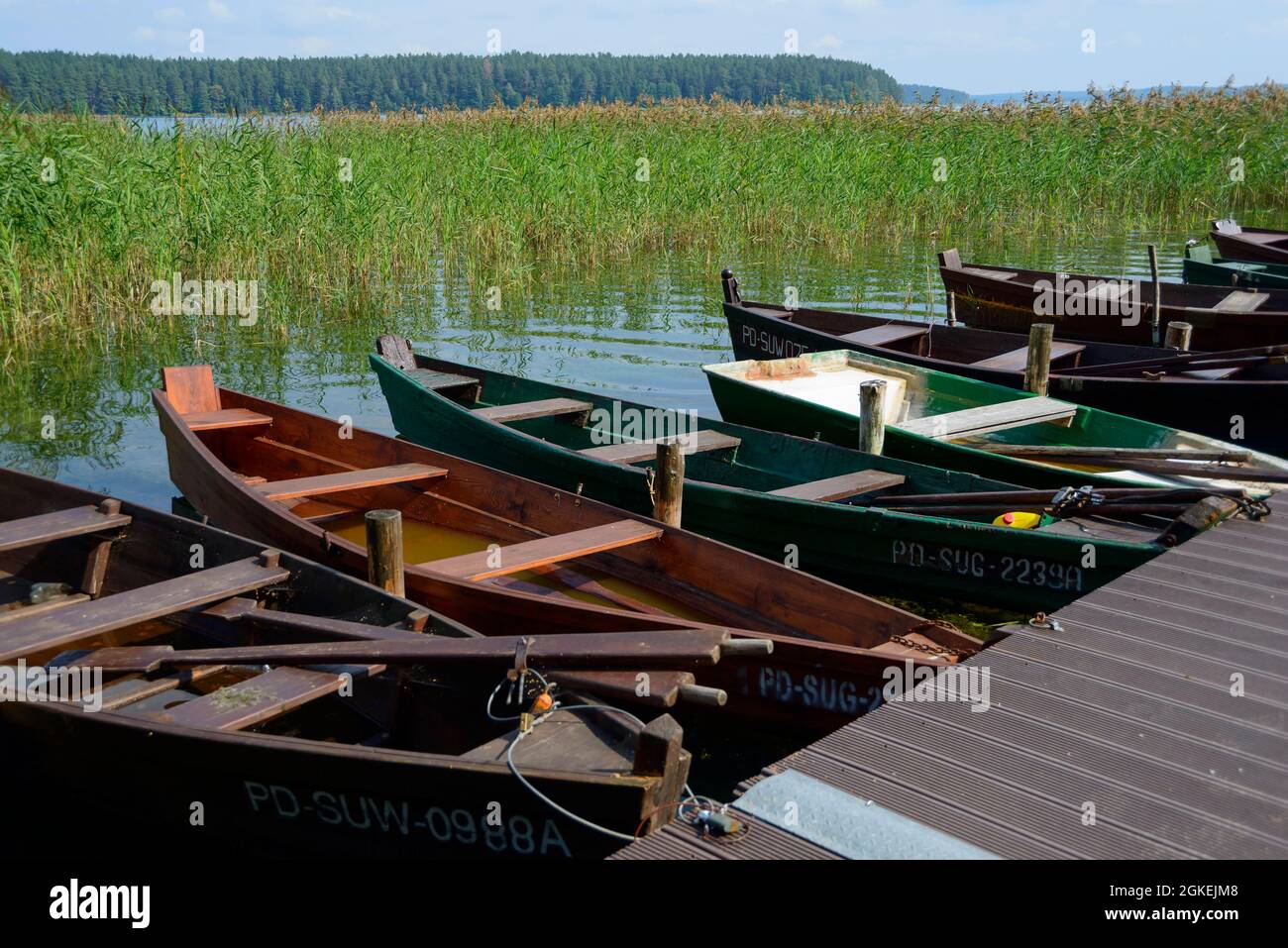 Boote, See Wigry, in der Nähe von Gawrych-Ruda, Podlasien, Polen Stockfoto