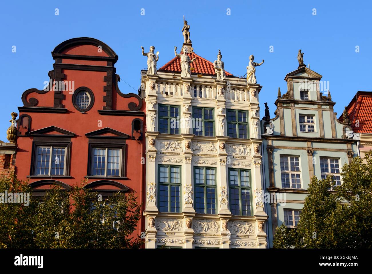 Häuser auf dem langen Markt, Dlugi Targ, Goldenes Haus, Altstadt, Danzig, Pommern, Zlota Kamienica, Danzig, Polen Stockfoto