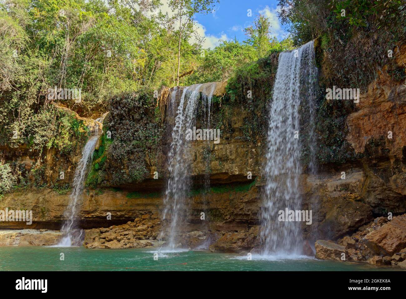 Wasserfall, Salto Alto, Comatillo River, Bayaguana, Karibik, Amerika, Dominikanische Republik Stockfoto