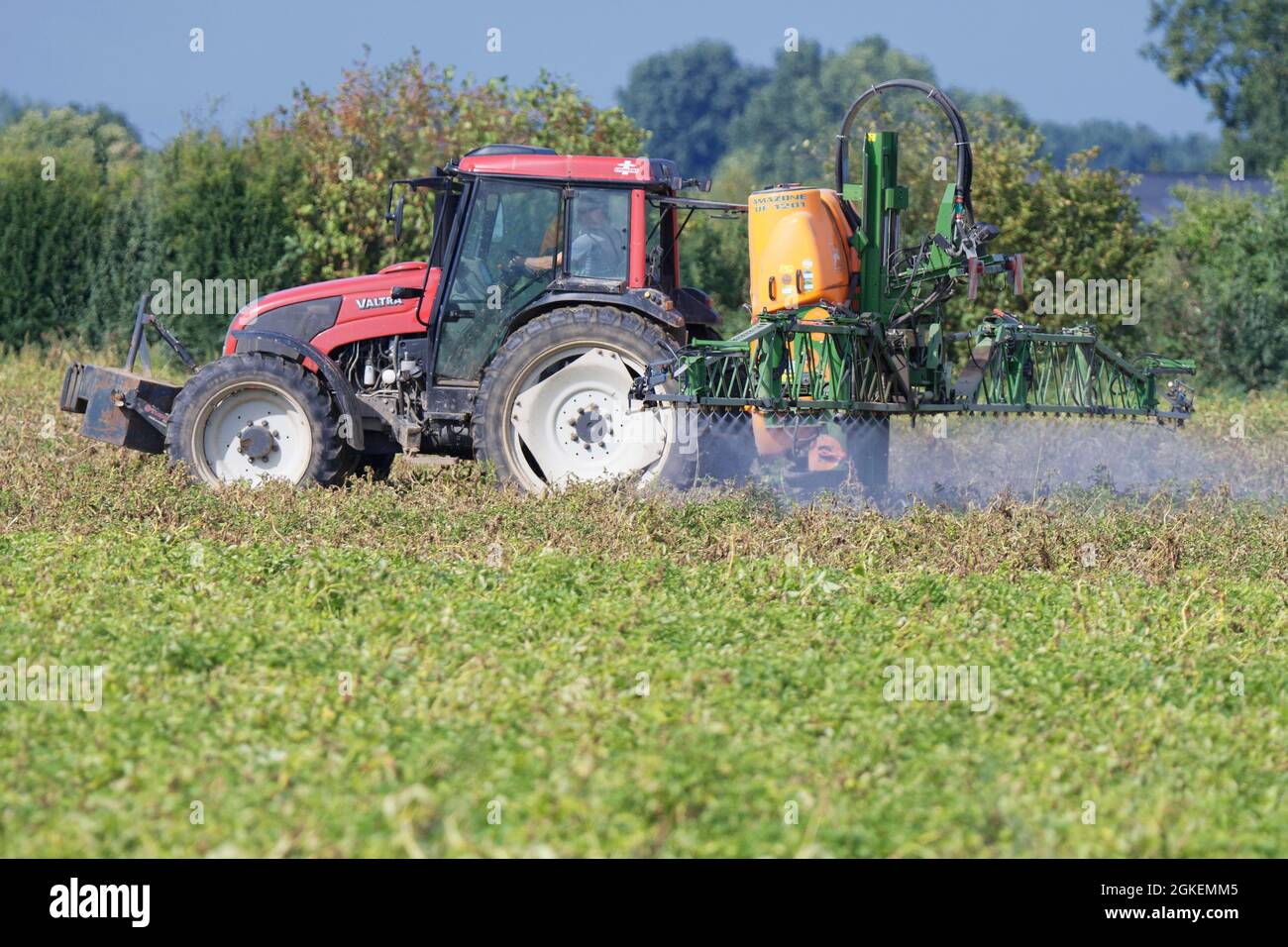 Landwirt, der Pestizide sprüht, Rheurdt, NRW, Kempen Stockfoto