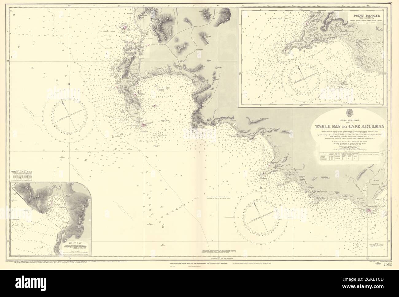 Kapstadt Hout Table Bay PT Danger Südafrika ADMIRALTY Chart 1867 (1954) map Stockfoto