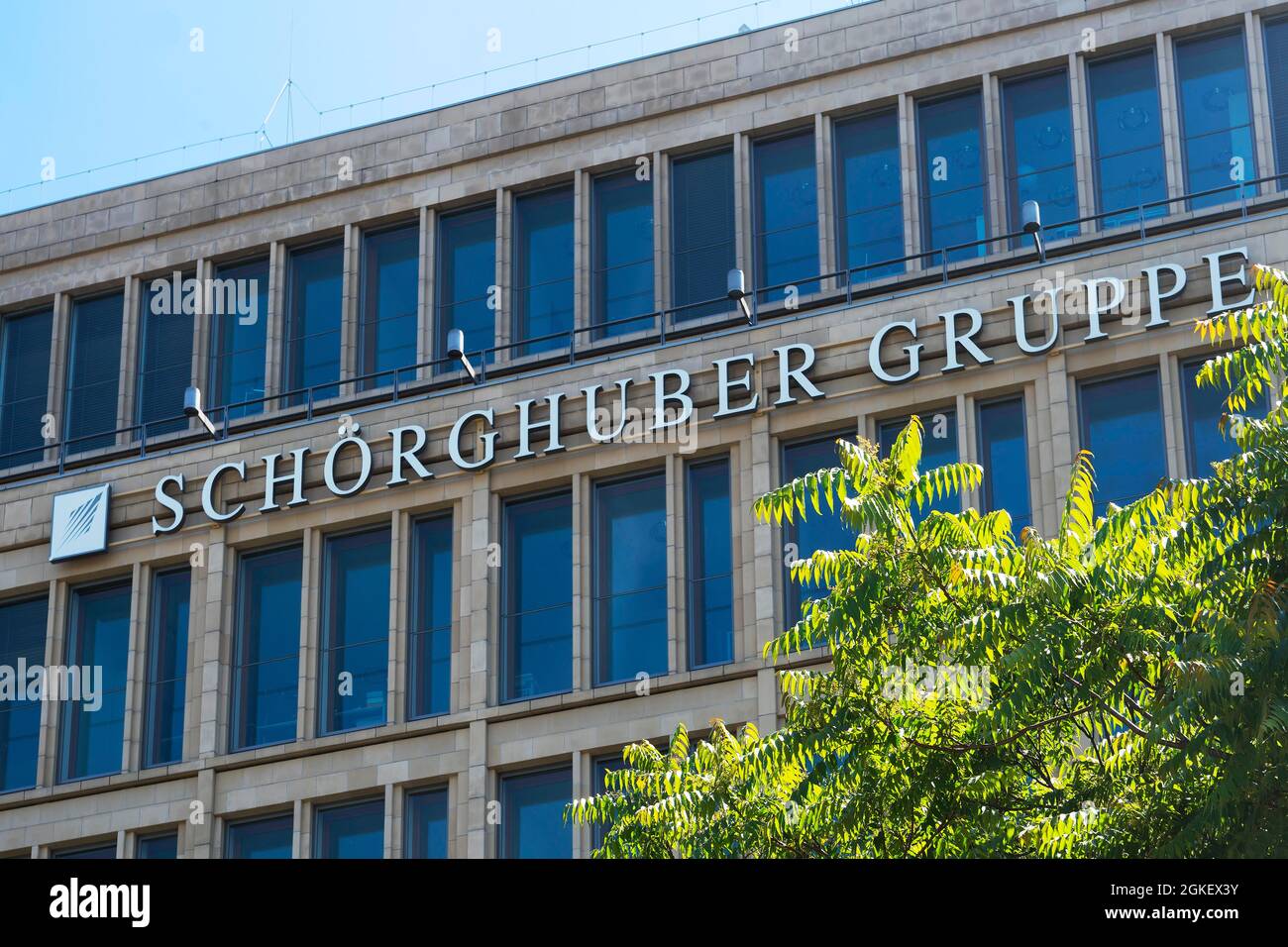 Logo und Schriftzug, Schoerghuber Group, München, Oberbayern, Bayern, Deutschland Stockfoto