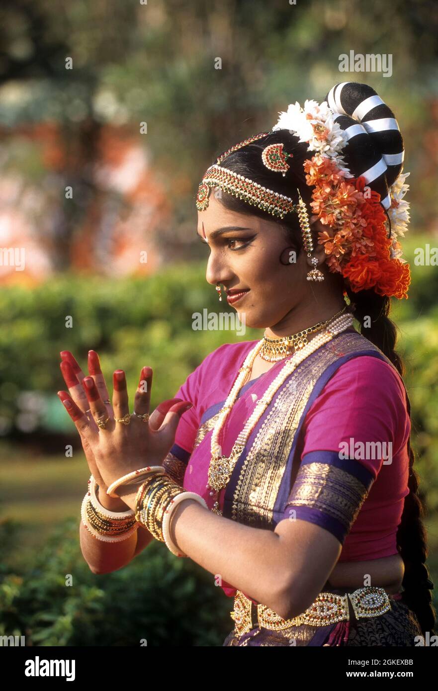 Kuchipudi, Frau mit klassischem Tanz, Andhra Pradesh, Indien Stockfoto