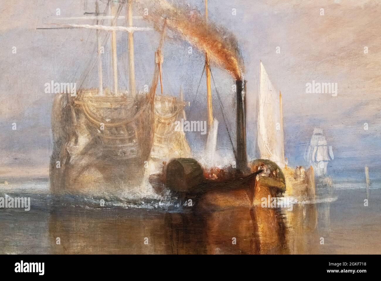 Nahaufnahme des Details; JMW Turner Malerei - der kämpfende Temeraire, Ölgemälde 1838 Stockfoto