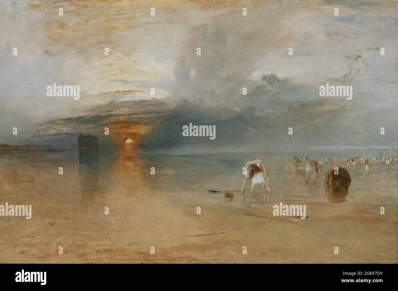 JMW Turner Malerei; Calais Sands at Low Water - Poissards Collecting Bait; 1830, Öl auf Leinwand; romantische Periode Stockfoto