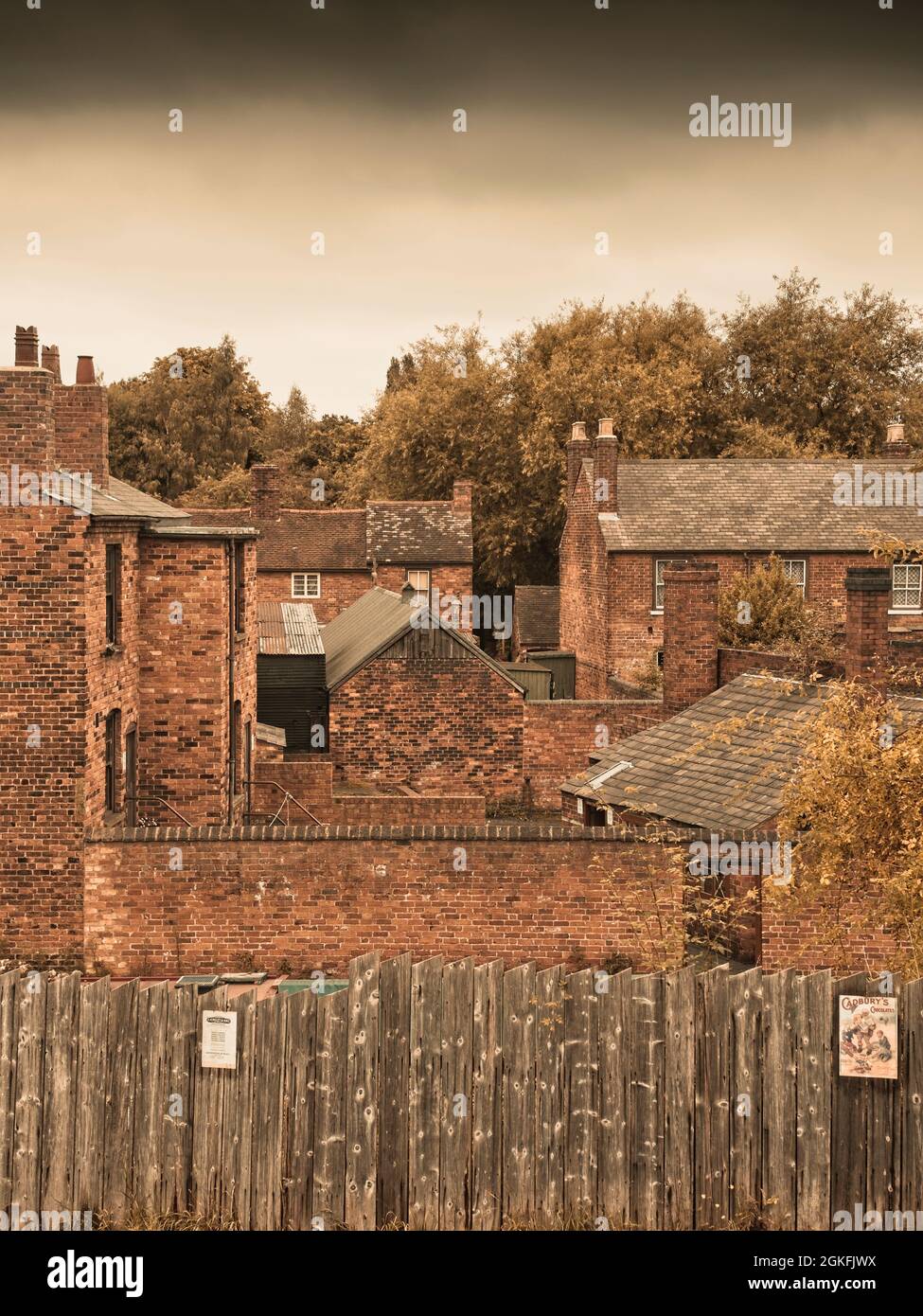 Ein Blick auf Arbeiterhäuser vom Black Country Living Museum Stockfoto