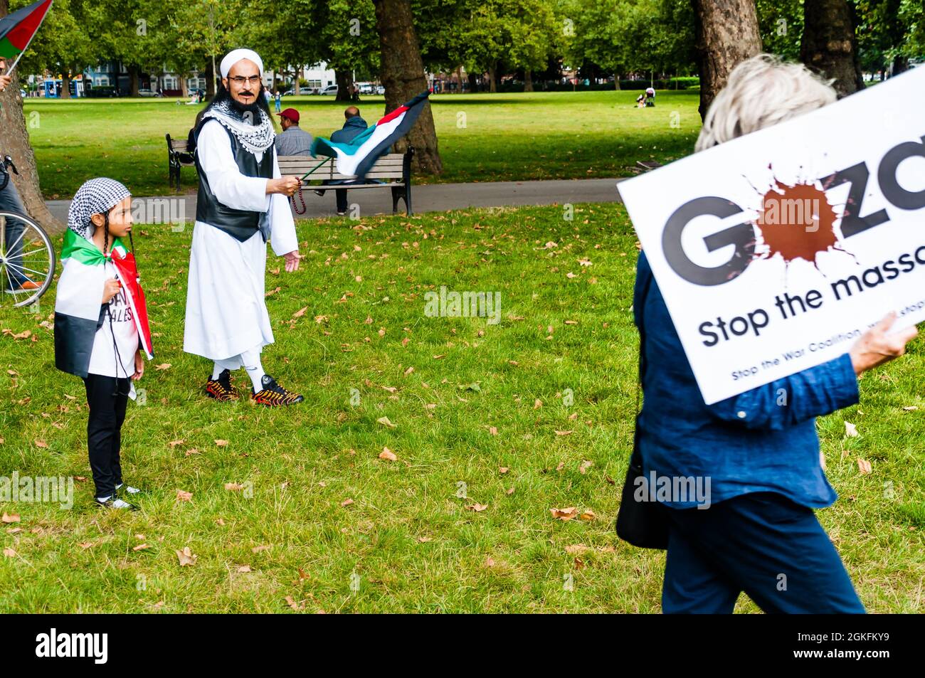 Stoppt die Bewaffnung der israelischen Demonstration. Die größte Waffenmesse der Welt, Defense and Security Equipment International (DSEI), kehrt nach Newham, London, Großbritannien, zurück Stockfoto