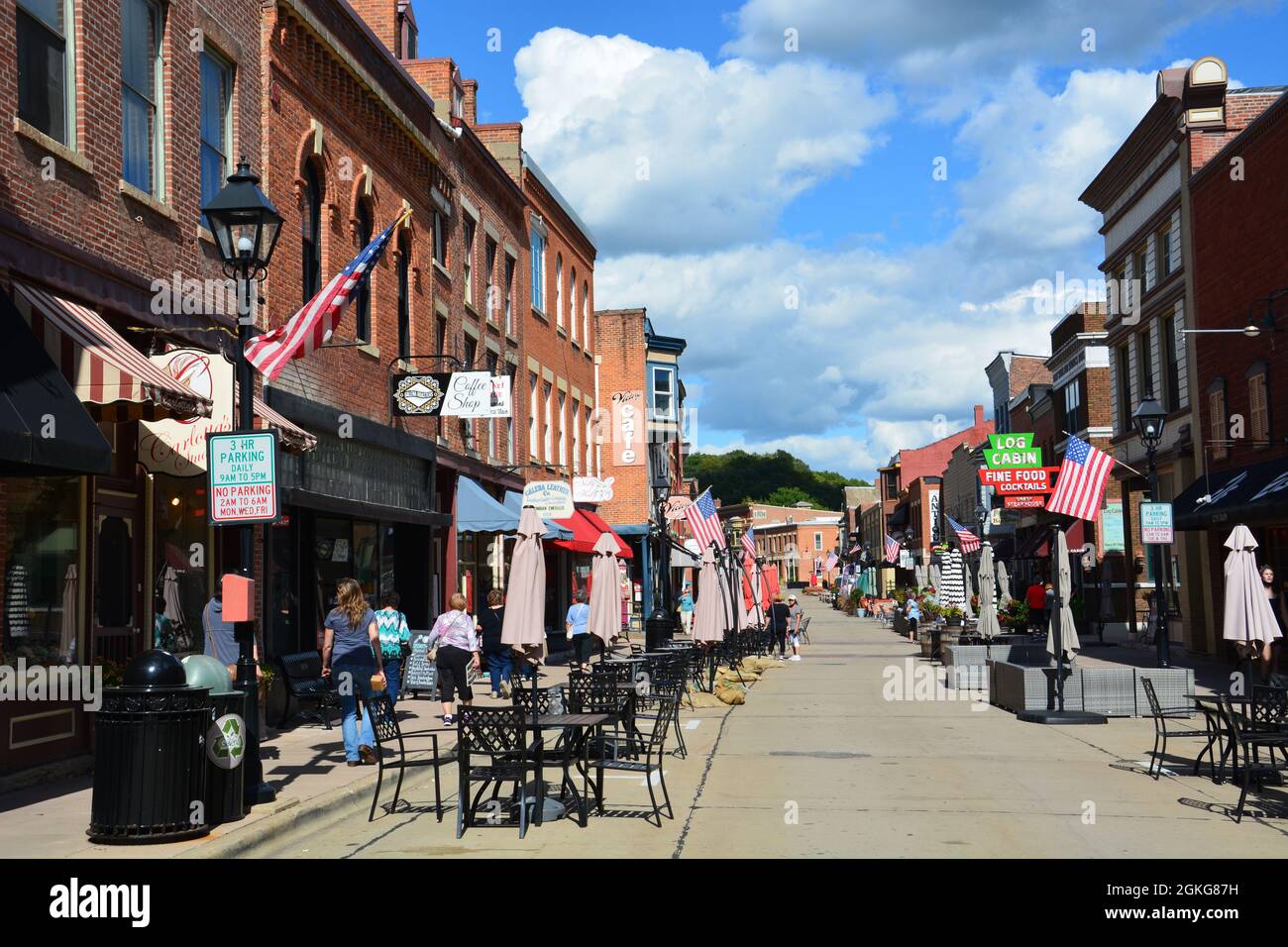 Historisches Einkaufsviertel in der Innenstadt von Galena, Illinois. Stockfoto