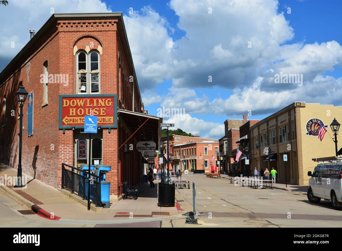 Historisches Einkaufsviertel in der Innenstadt von Galena, Illinois. Stockfoto