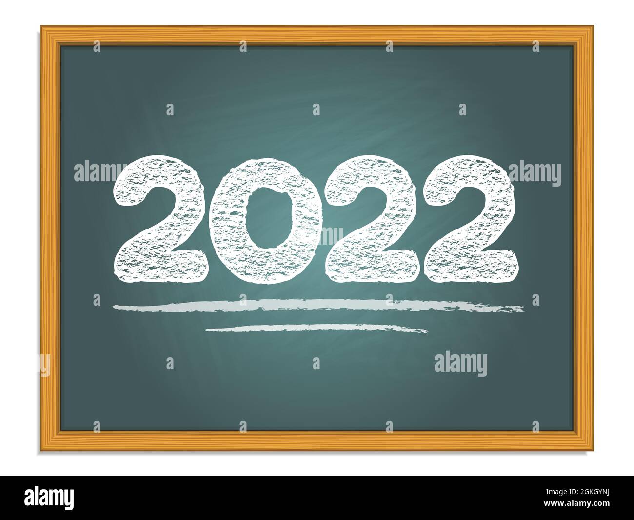 2022 Kreidebeschriftung auf grüner Tafel. Vektornummern für das neue Jahr. Stock Vektor