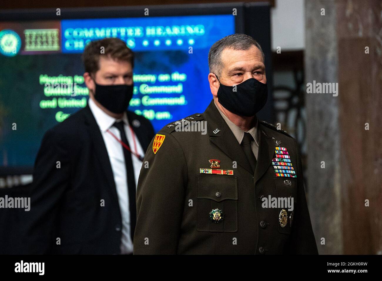 General James H. Dickinson, Commander U.S. Space Command, kommt für das Armed Services Committee des Senats in Washington, DC, am 20. April 2021 an. Stockfoto