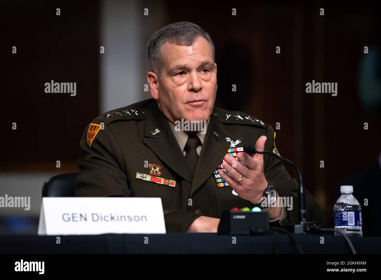 General James H. Dickinson, Commander U.S. Space Command, bezeugt vor dem Armed Services Committee des Senats in Washington, D.C., 20. April 2021. Stockfoto