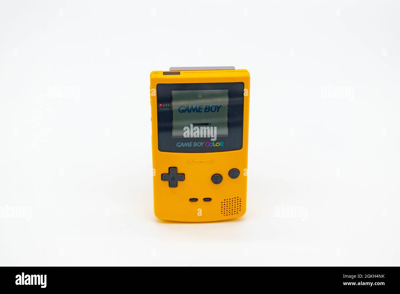 Gelbes Nintendo Gameboy Color Handheld-Gerät Stockfoto