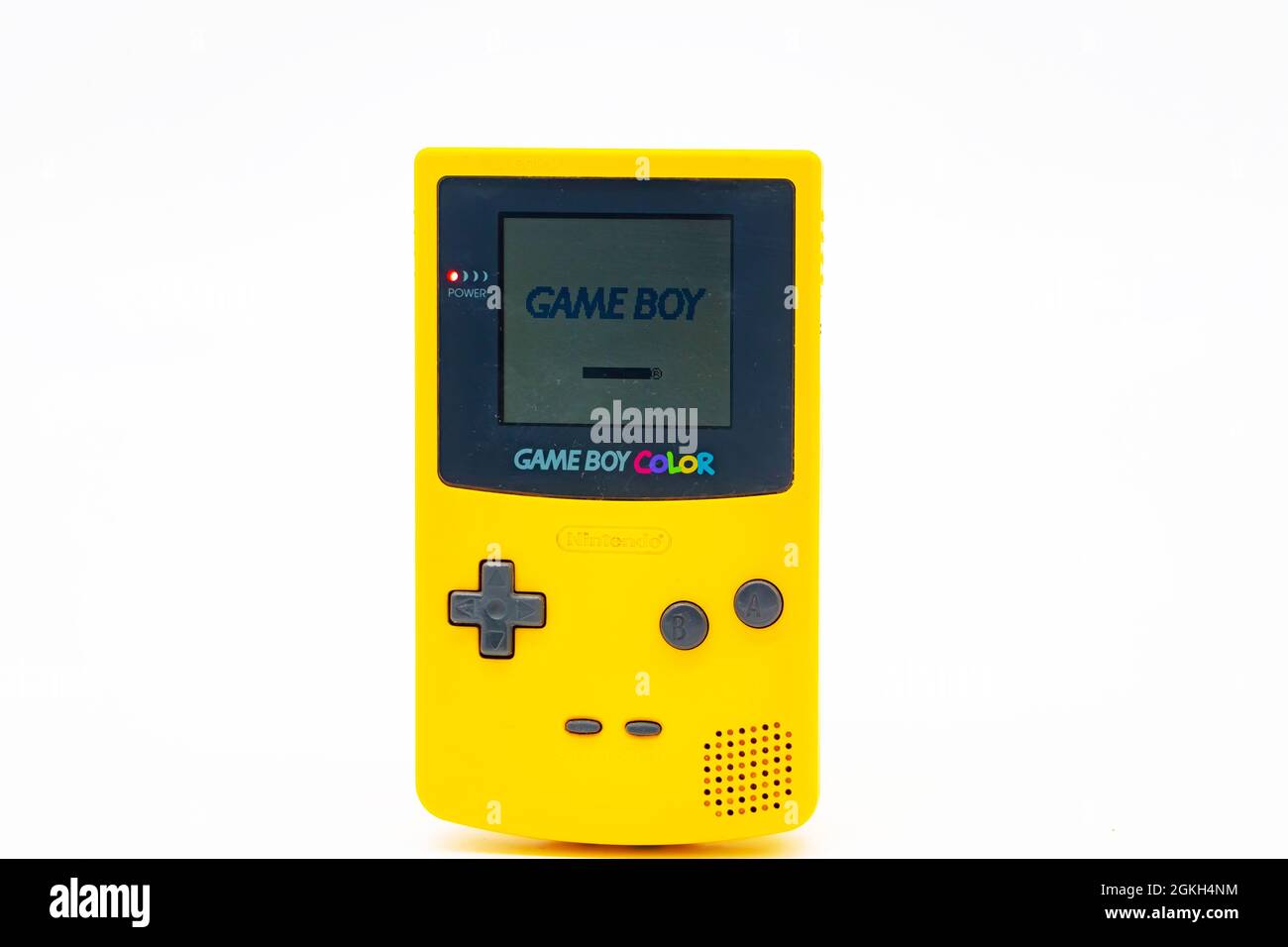 Gelbes Nintendo Gameboy Color Handheld-Gerät Stockfoto