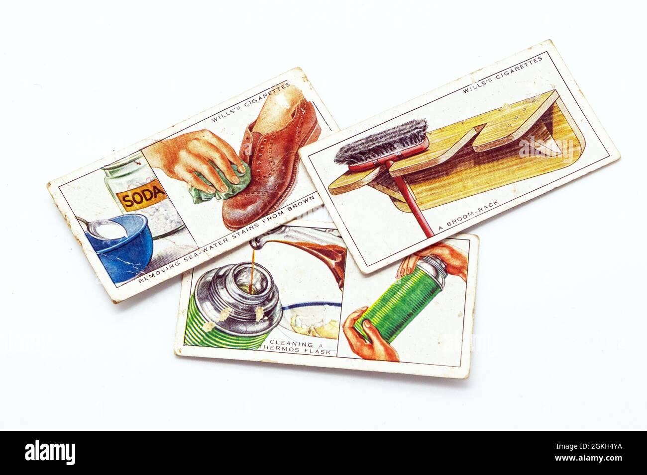 Zigarettenkarten des Tabakherstellers Bristol WD & HO Testamentys zeigen Hinweise auf Haushalt und Garten Stockfoto