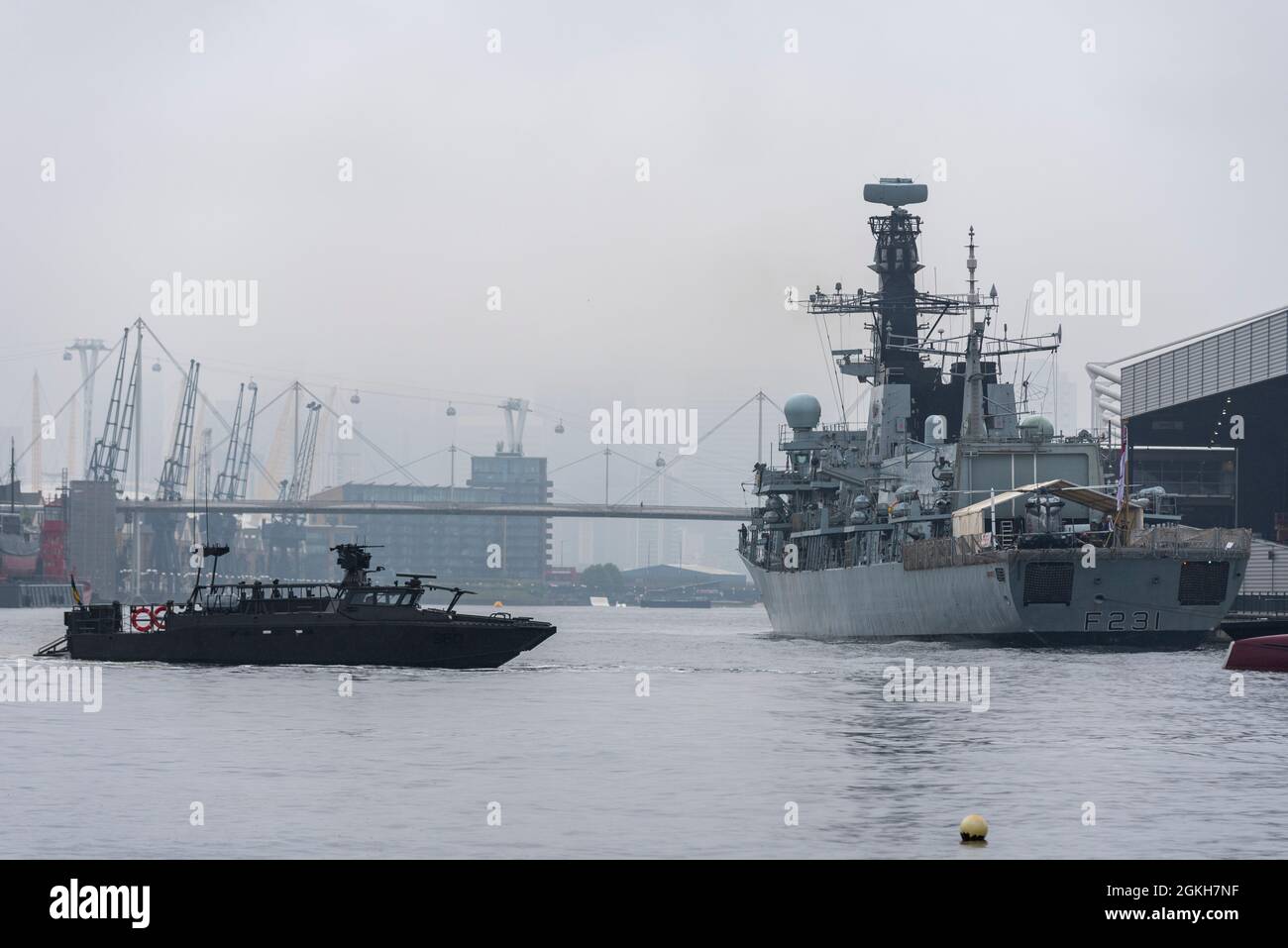 Die schwedische Navy Saab CB90 Next Generation Combat Boat Assault Craft wird im Victoria Dock, Newham, London, Großbritannien, für DSEI vorgeführt. HMS Argyll Stockfoto