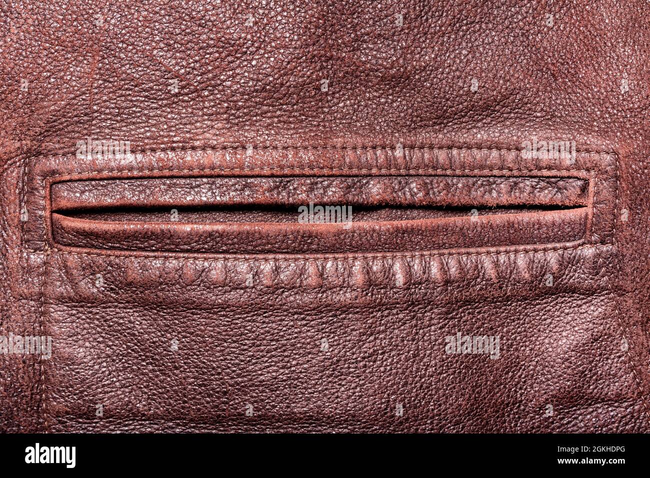 Textur Hintergrund Foto von braunen Wildleder Tasche. Stockfoto