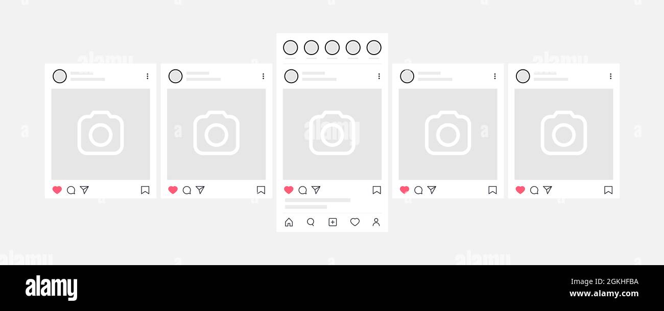 Kiew, Ukraine - 1. August 2021: Interface-Karussell als Instagram posten. Instagram Carousel Post Interface Mockup Vorlage. Stock Vektor