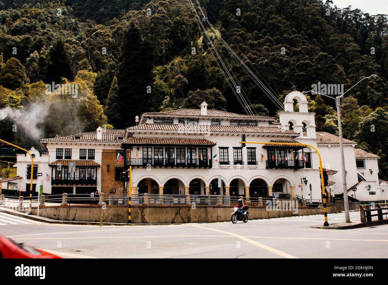 Monserrate Seilbahn und Standseilbahn, Bogotá, sonniger Morgen des 14. September 2021 Stockfoto