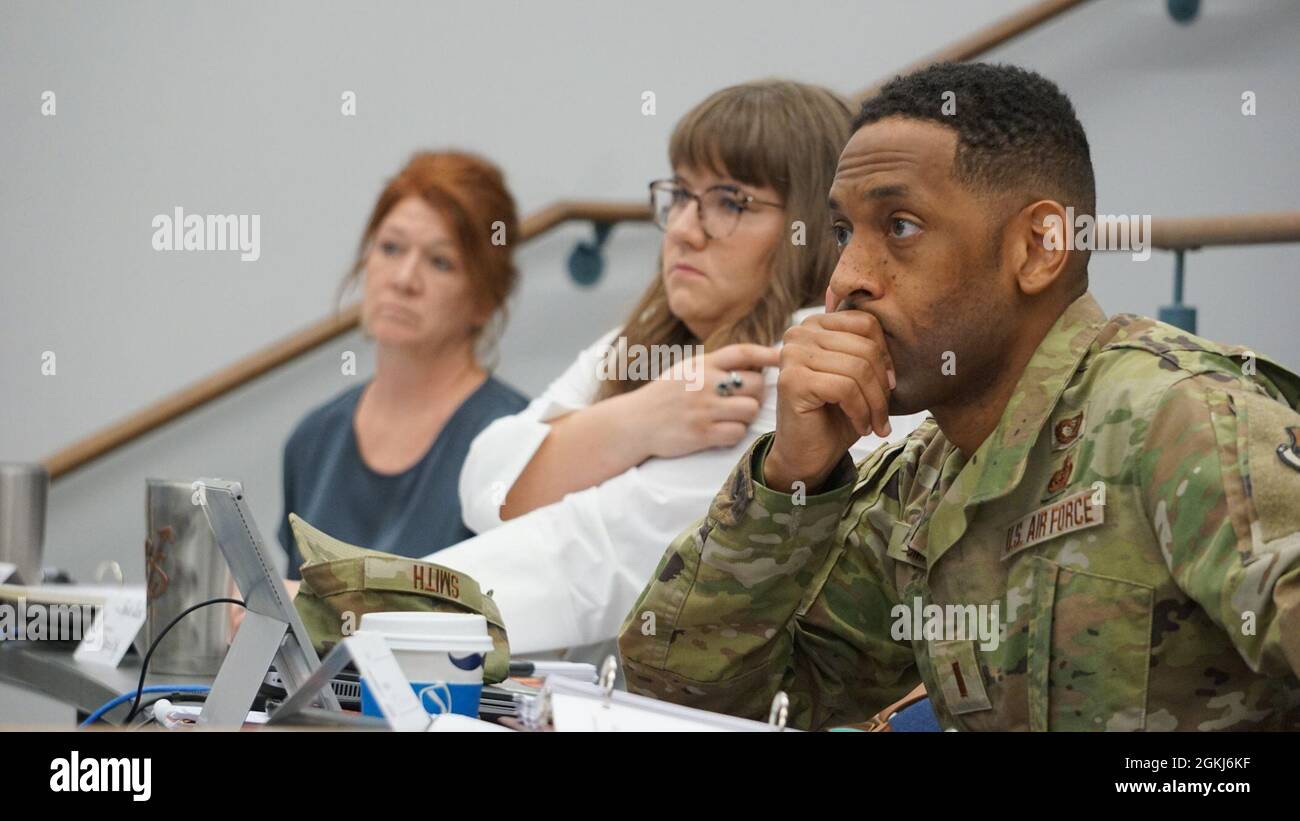 Ebbing Air National Guard Base - Fort Smith, Ark. Im 188. Flügel fand hier der Kurs der Federal Emergency Management Agency (FEMA), Basic Public Information Officer (PIO), statt, der am 29. April 2021 stattfand. Stockfoto